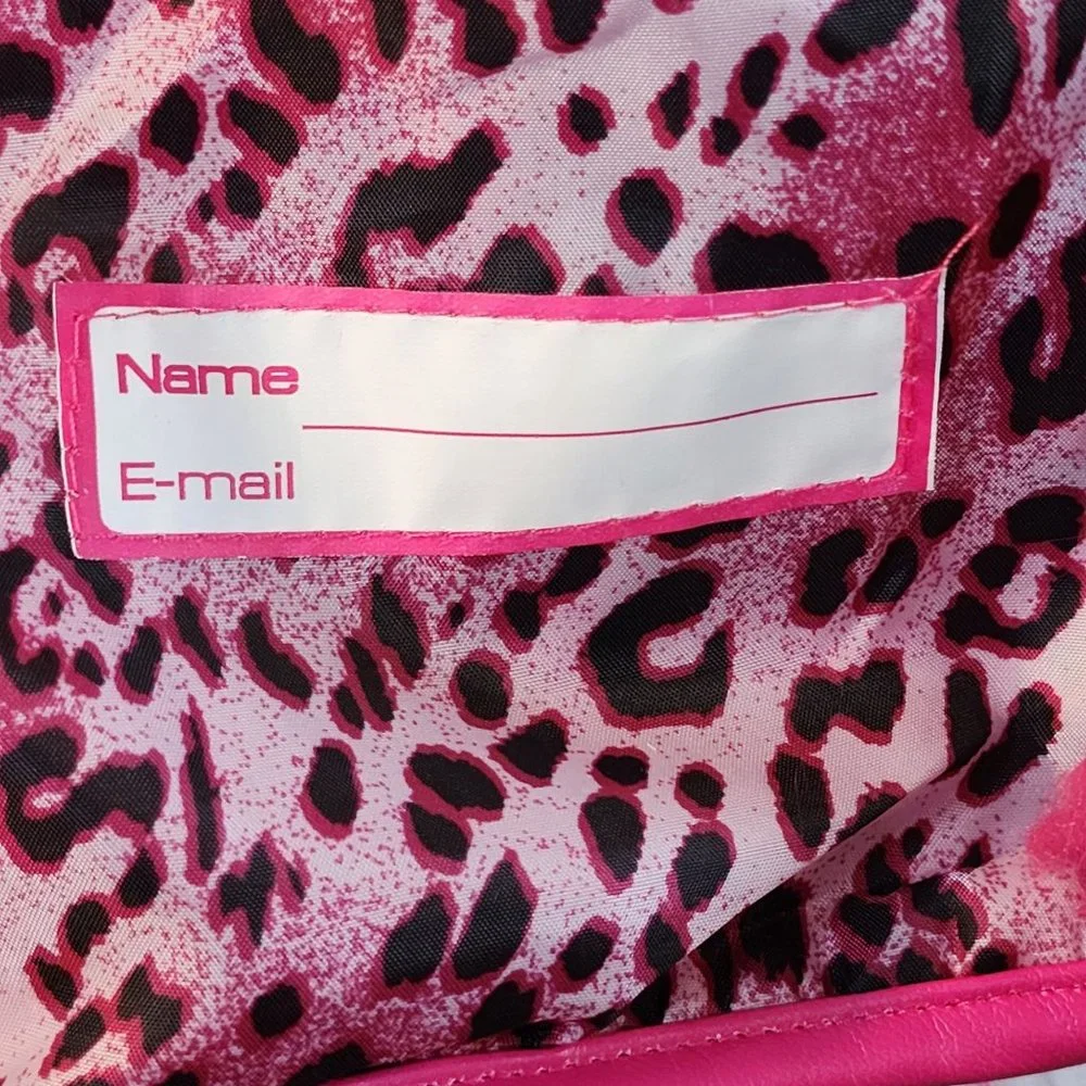 Girls Large Hot Pink Fuzzy Hooded Zip Up Jacket‎ Cheetah Lining